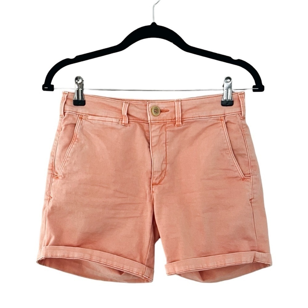 ANTHROPOLOGIE Anthropologie Light Orange Peach Denim Shorts Casual Sz 25